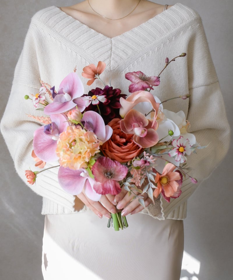 テラコッタパールのブーケ | 造花ブーケ ウェディングブーケ 持ち込み