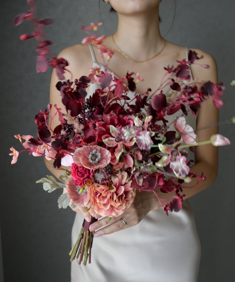 ボルドーオーキッドのブーケ | 造花ブーケ ウェディングブーケ