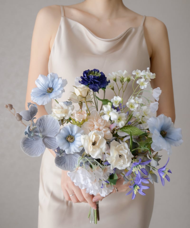 ウェディングブーケ　DOILLE_DOILLETTE 造花ブーケ 受注生産】サムシングブルーなブーケ | 造花ブーケ ウェディング