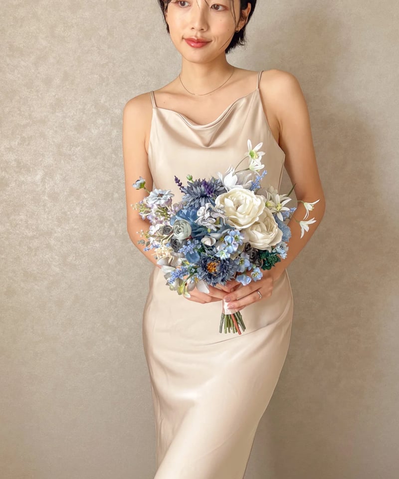 ライトブルーなブーケ| 造花ブーケ ウェディングブーケ お色直しブーケ