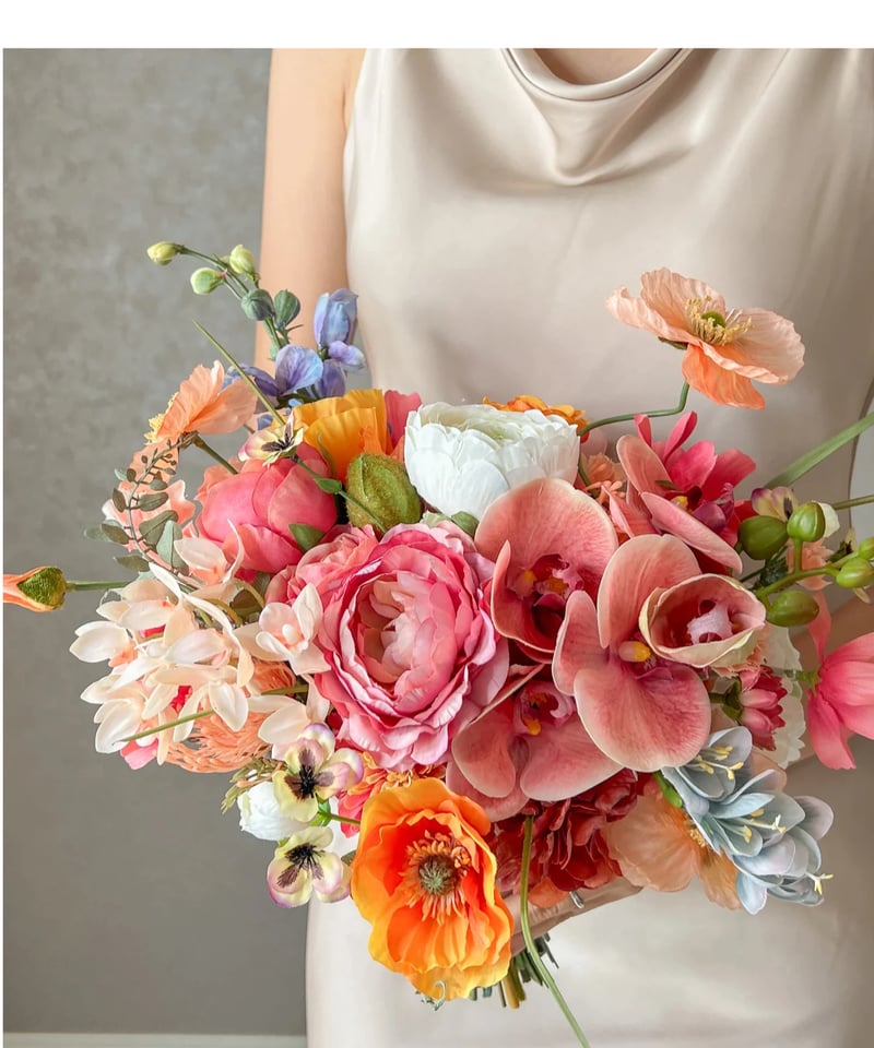 ウェディングブーケアーティフィシャルフラワー造花テラコッタリゾート夏秋