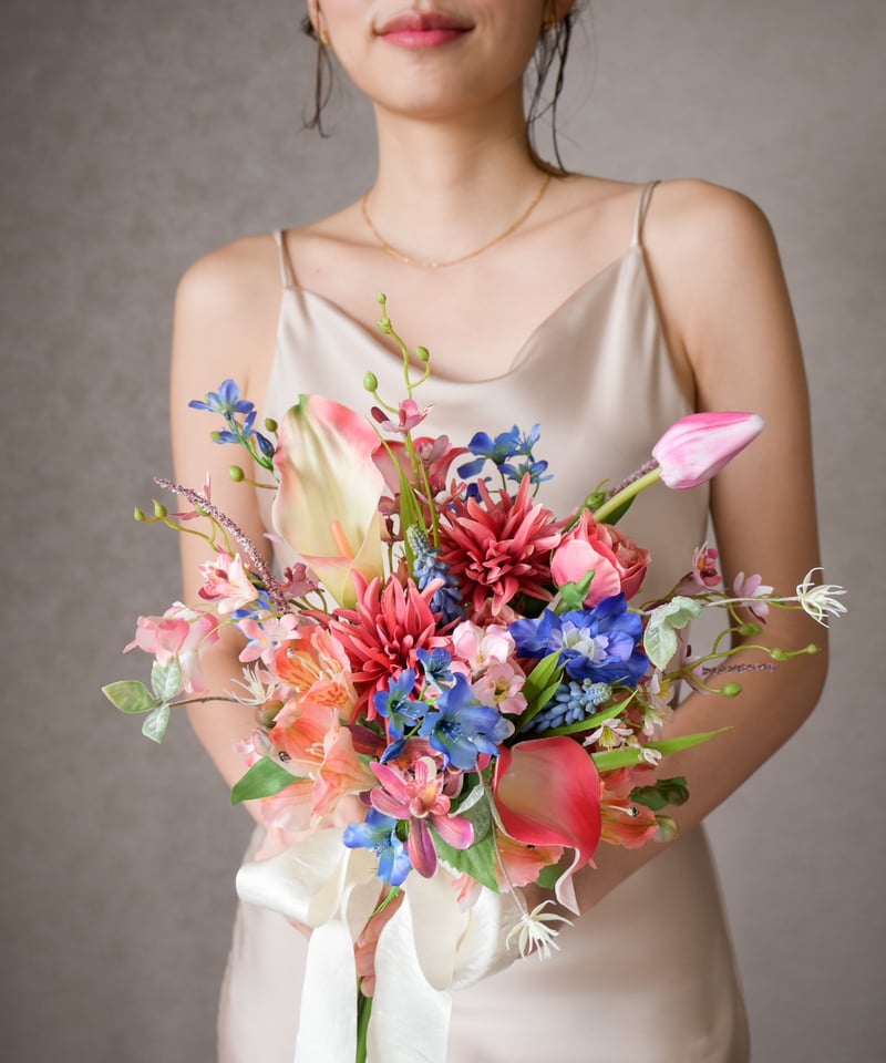 2点セット 高級 アーティフィシャルフラワーブーケ カラフルピンク