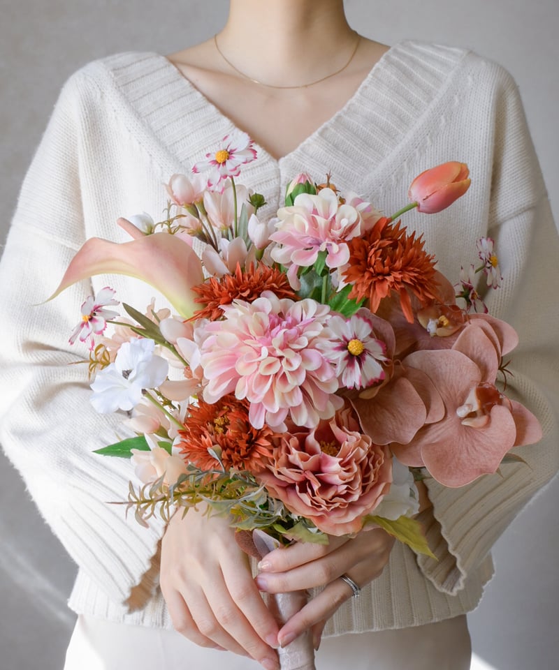 アプリコットオレンジのブーケ | 造花ブーケ ウェディングブーケ