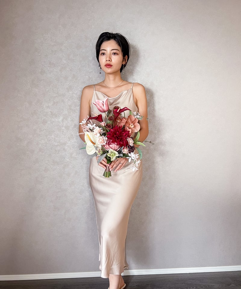 ディープレッドなブーケ | 造花ブーケ ウェディングブーケ お色直し