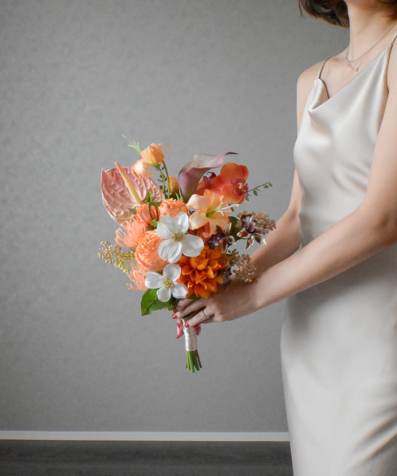オレンジショコラのブーケ | 造花ブーケ ウェディングブーケ 持ち込み