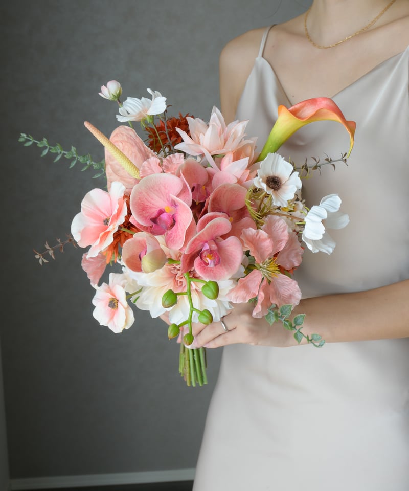 フレッシュピンクのブーケ | 造花ブーケ ウェディングブーケ 持ち込み