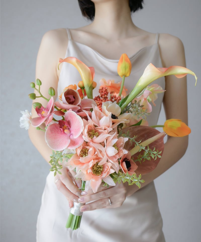 イエロープディングのブーケ | 造花ブーケ ウェディングブーケ