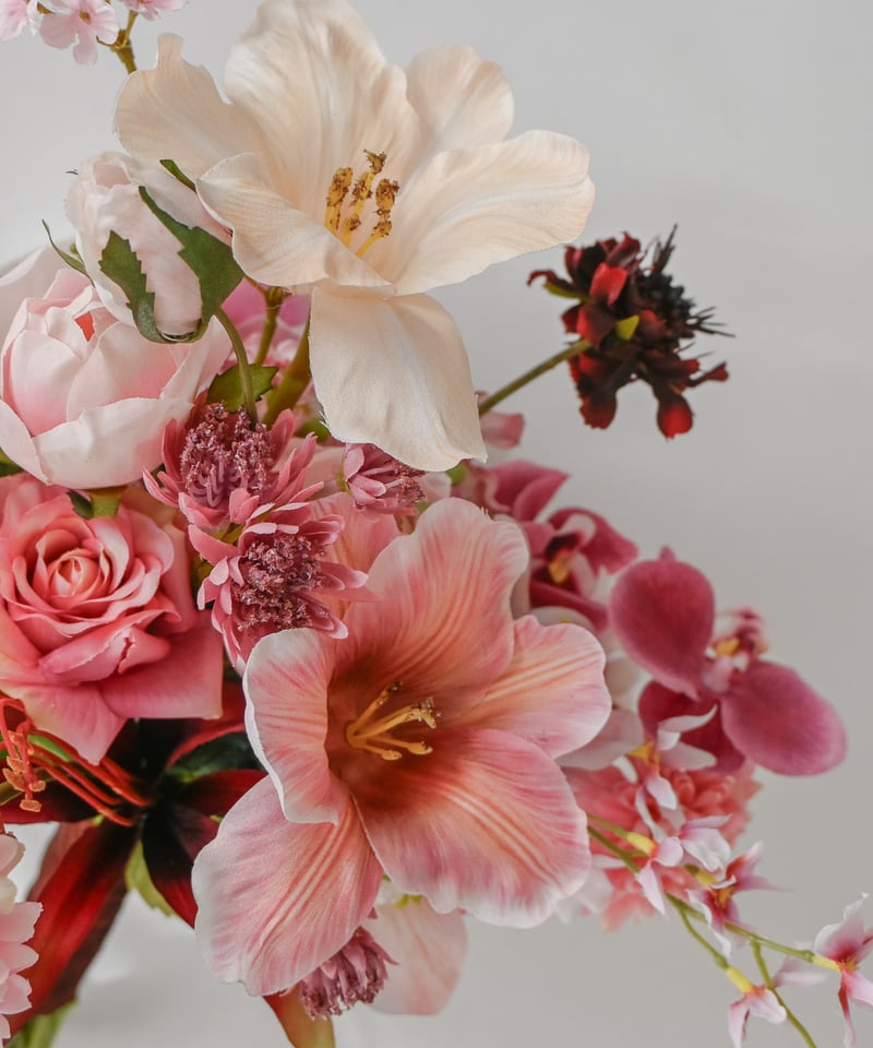 高級アーティフィシャルフラワー　ウェディング　ピンクボルドー　ブーケブートニア ウェディングブーケ ブートニア アーティフィシャルフラワー ピンク