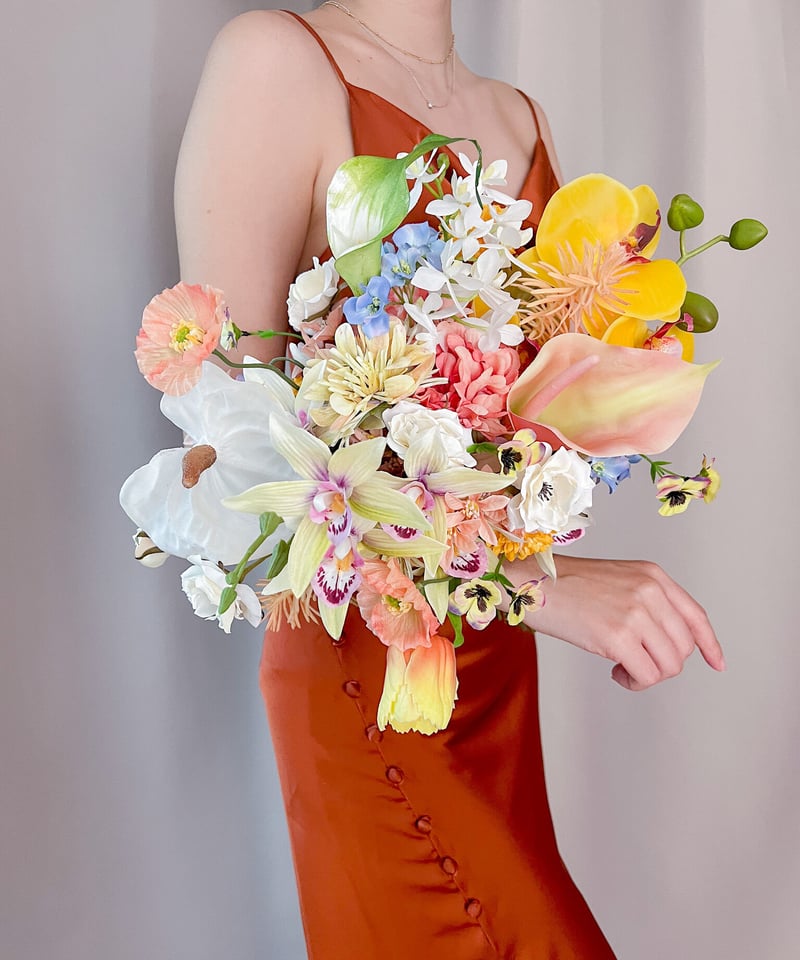 ウェディングブーケ　アーティシャルフラワー エアリーイエローのブーケ| 造花ブーケ ウェディングブーケ アーティ