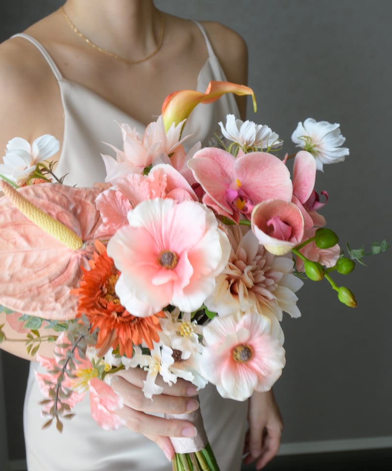 フレッシュピンクのブーケ | 造花ブーケ ウェディングブーケ 持ち込み