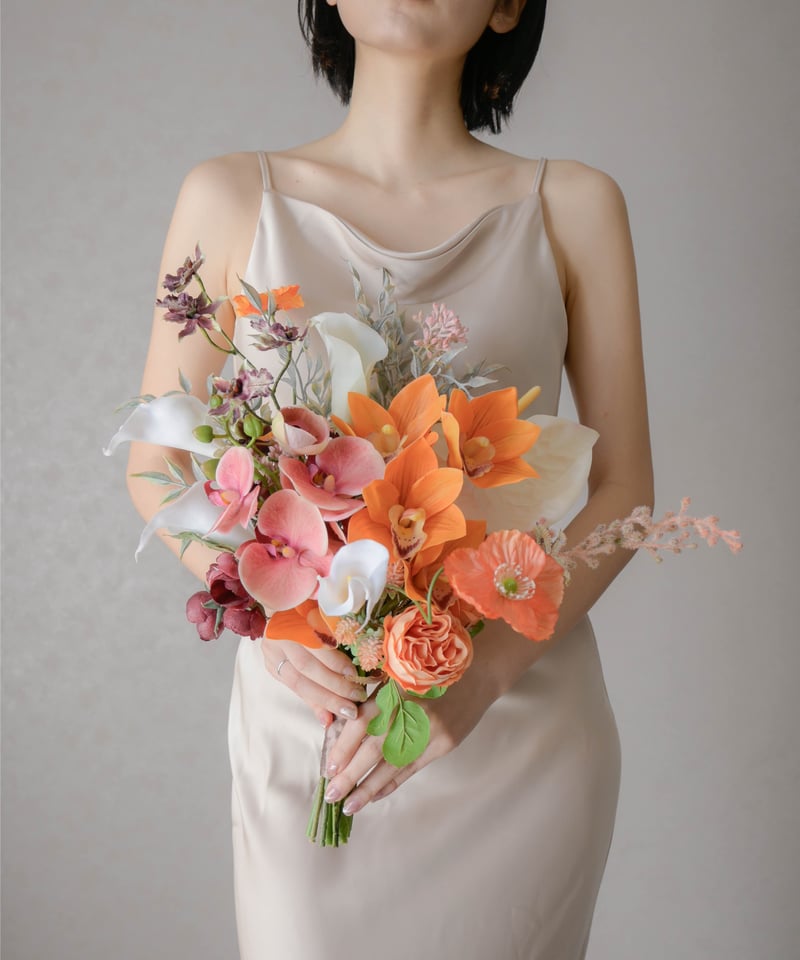スプリングオレンジのブーケ | 造花ブーケ ウェディングブーケ