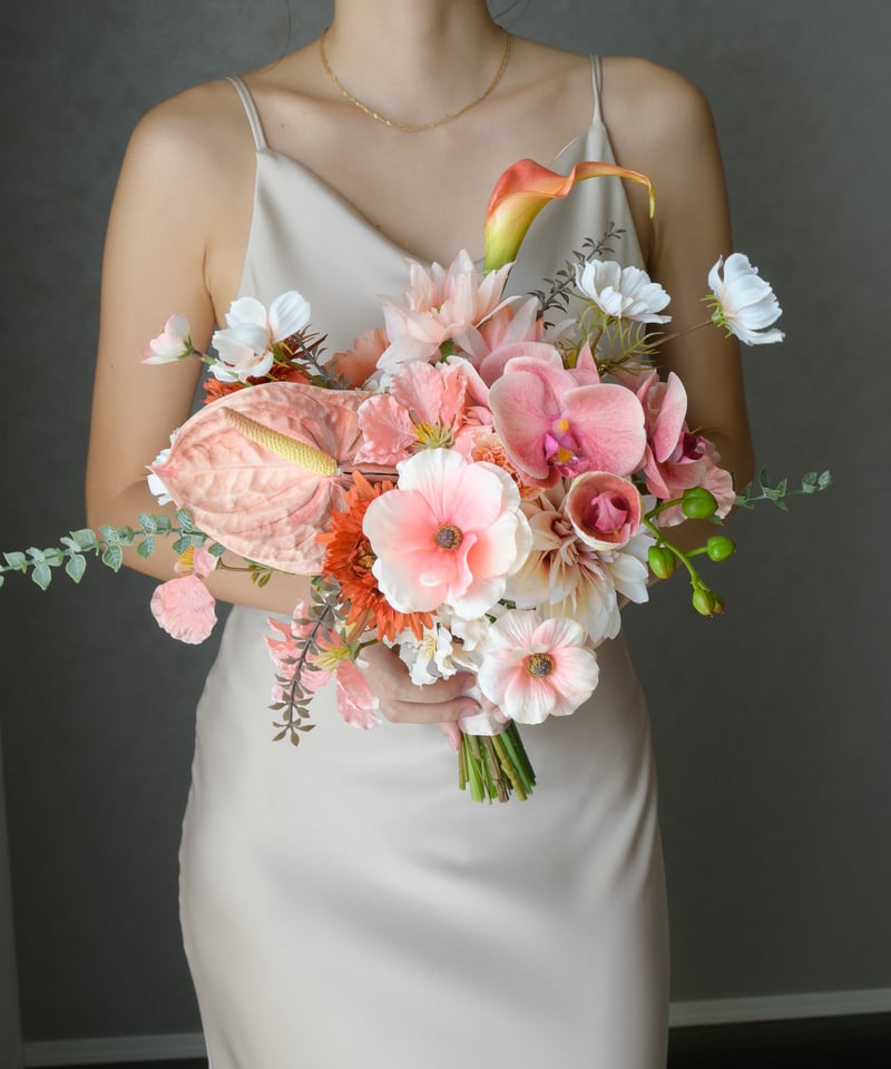 フレッシュピンクのブーケ | 造花ブーケ ウェディングブーケ 持ち込み