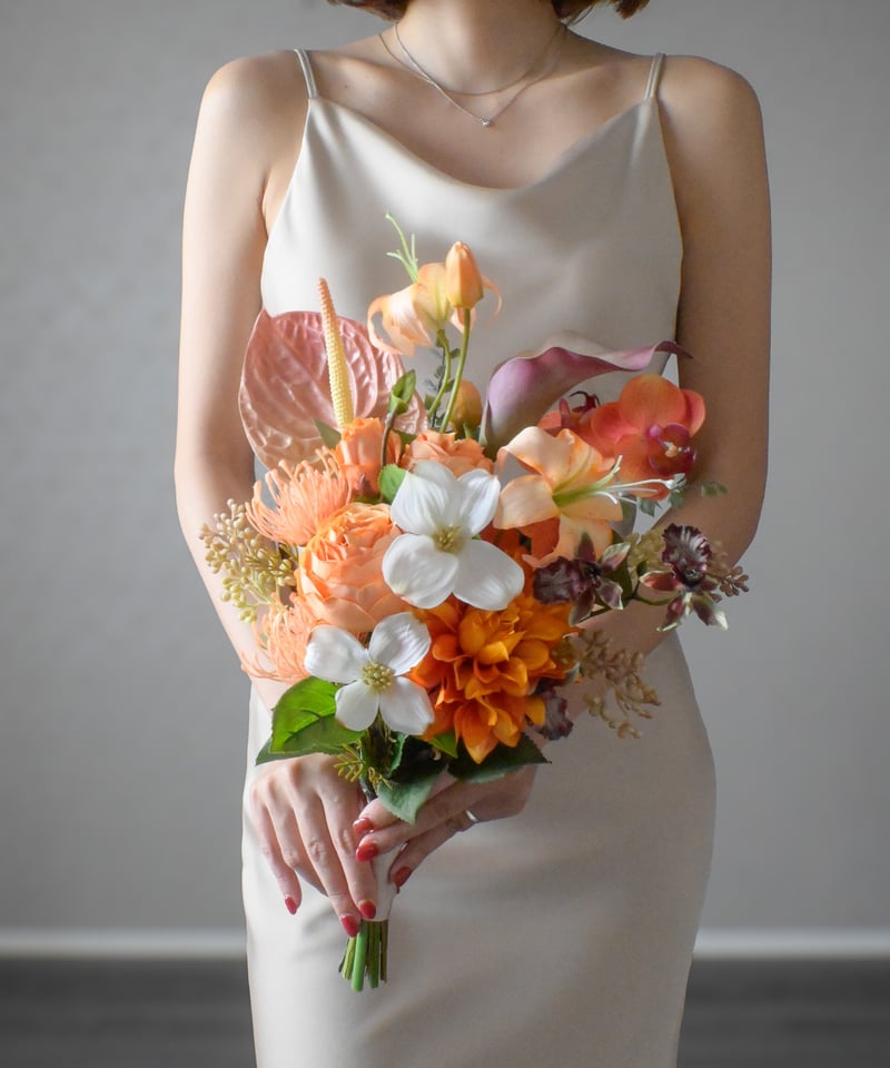 オレンジのウェディングブーケ 楽天市場】オレンジ系 秋色 ブライダルブーケ ウエディング