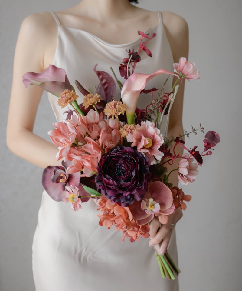 アーティフィシャルフラワー ブーケ&ブートニア ボルドー テラコッタ