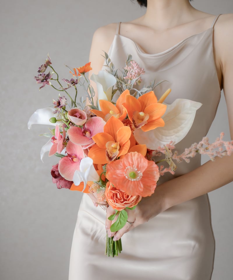 スプリングオレンジのブーケ | 造花ブーケ ウェディングブーケ