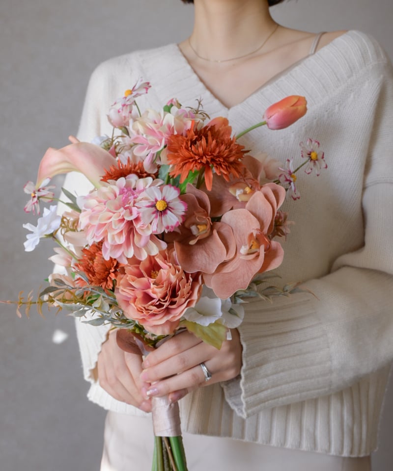 アプリコットオレンジのブーケ | 造花ブーケ ウェディングブーケ