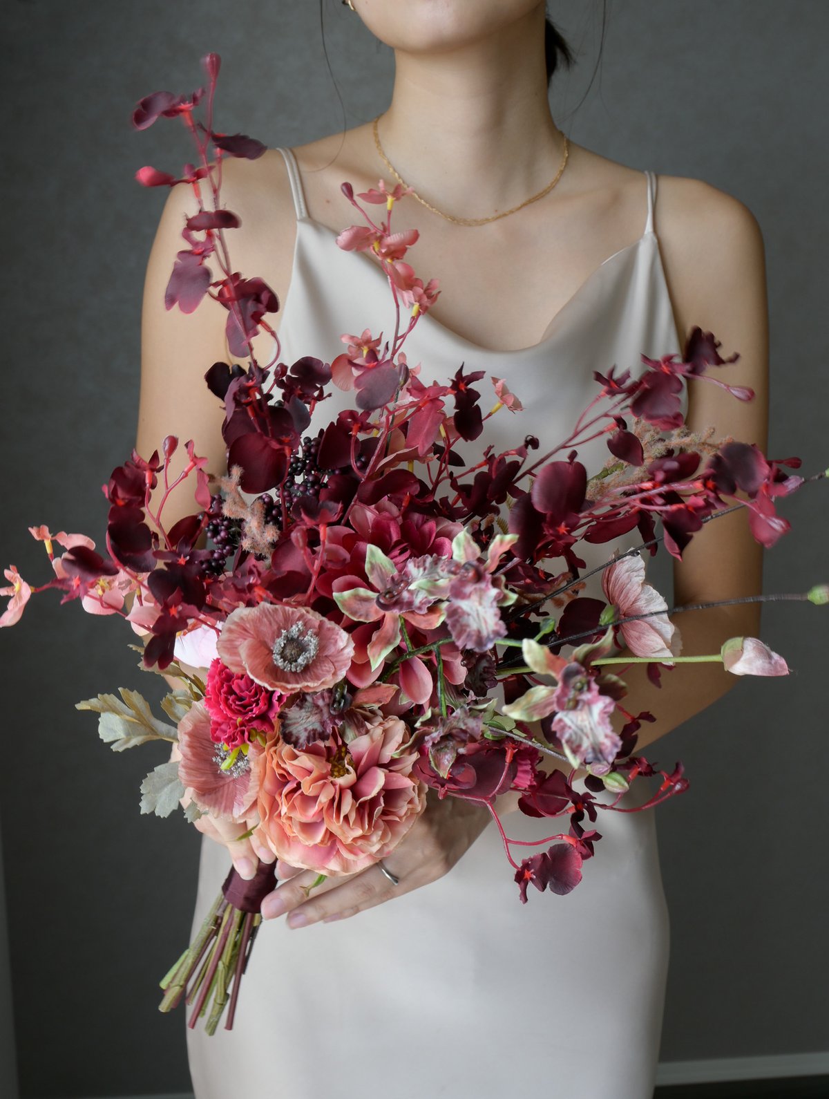 ボルドーオーキッドのブーケ | 造花ブーケ ウェディングブーケ