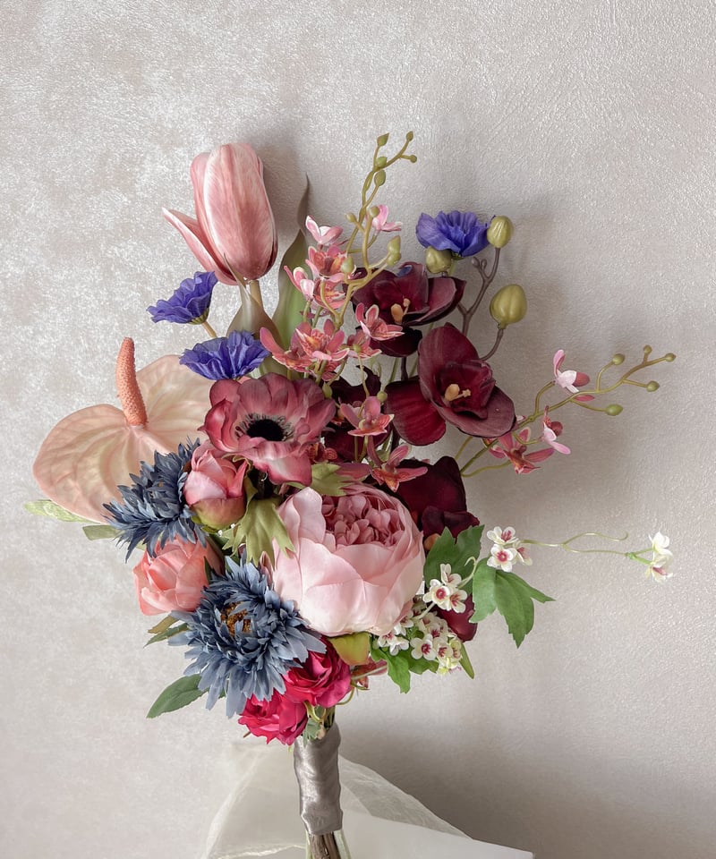 アーティフィシャルフラワーブーケ　ピンクブルー ローズポンポンブーケ/ブルーピンクミックス｜輸入雑貨の通販 | 輸入