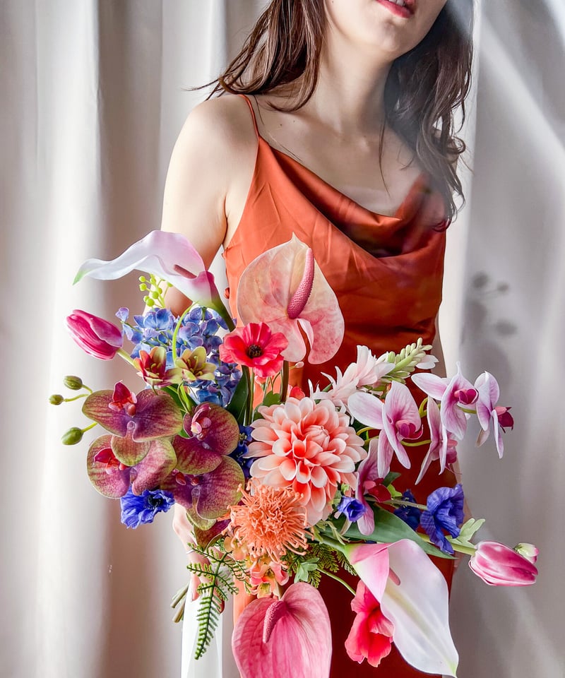 モダントロピカルなブーケ| 造花ブーケ ウェディングブーケ お色直し