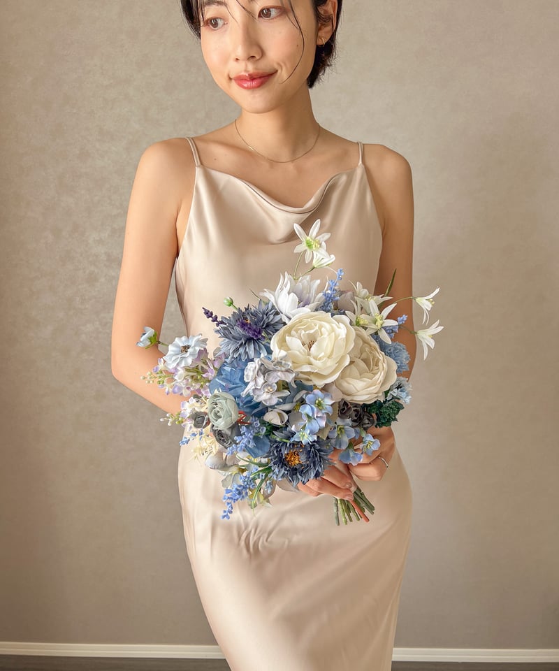 ライトブルーなブーケ| 造花ブーケ ウェディングブーケ お色直しブーケ