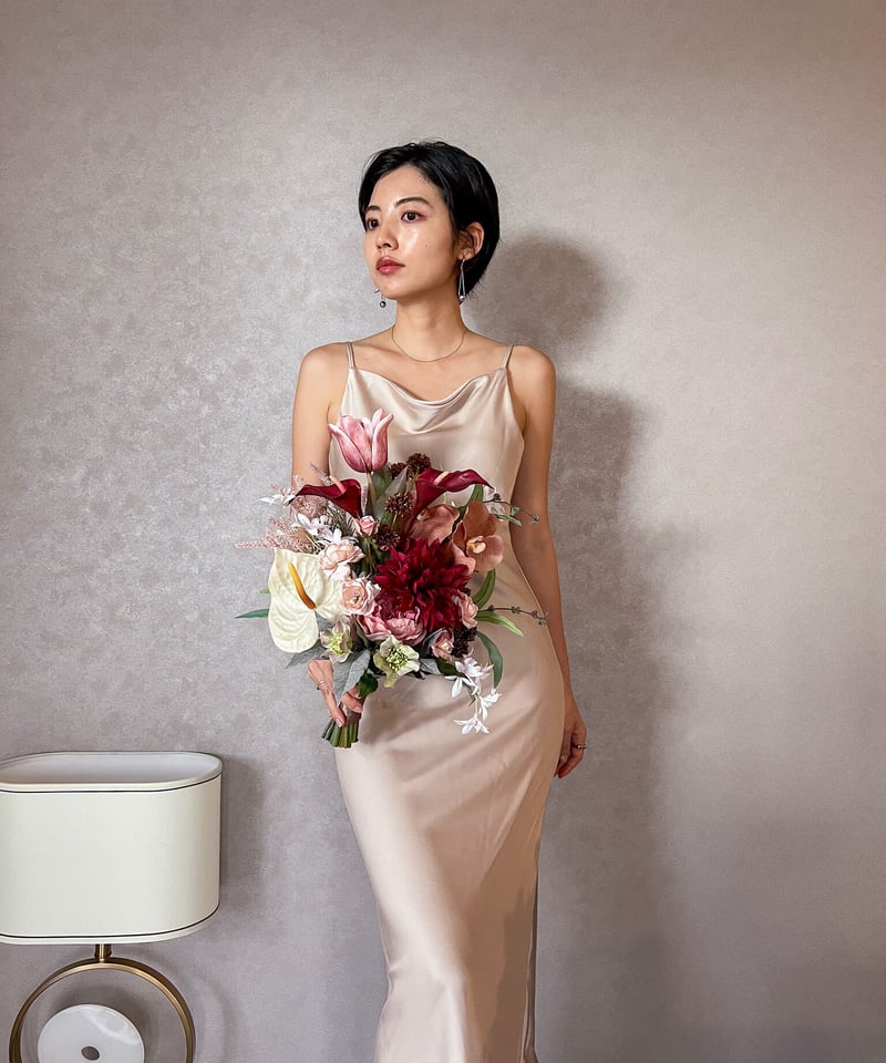 ディープレッドなブーケ | 造花ブーケ ウェディングブーケ お色直し