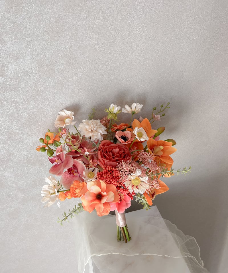 造花ブーケ ピンク・イエロー・オレンジ 造花ブーケ オレンジ イエロー ピンク