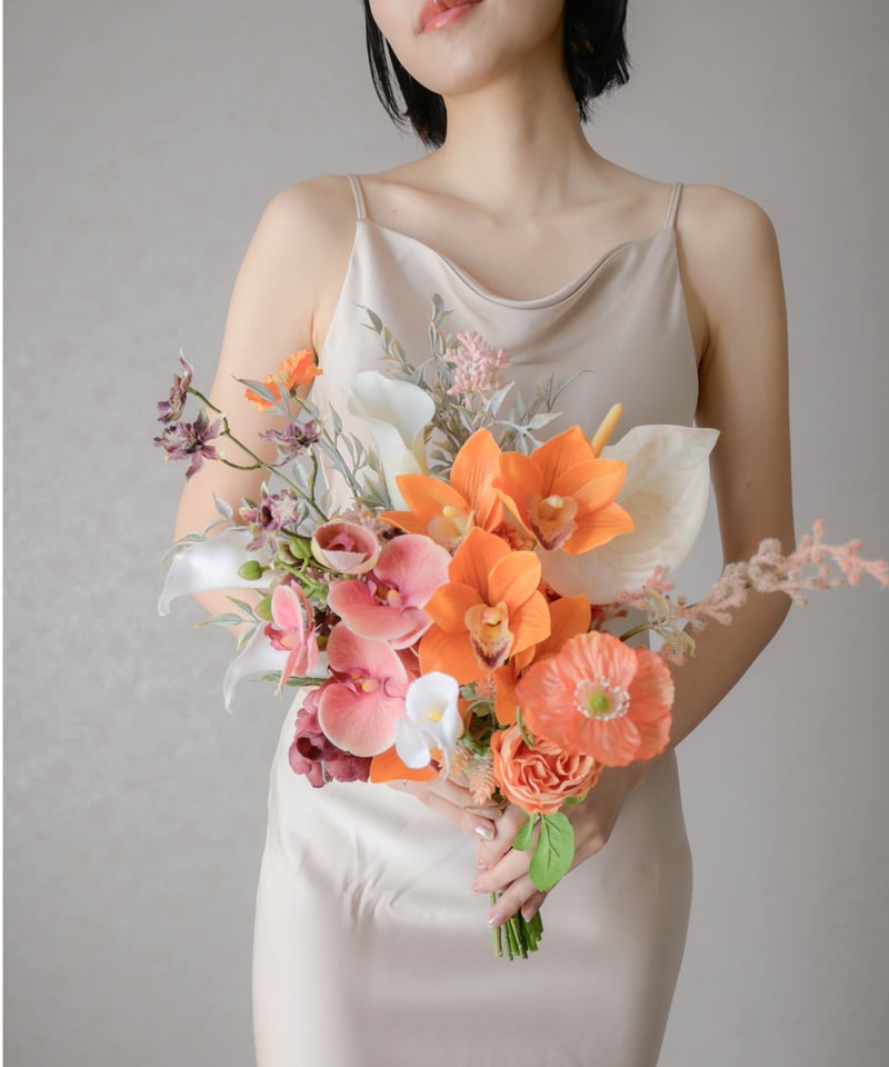 スプリングオレンジのブーケ | 造花ブーケ ウェディングブーケ