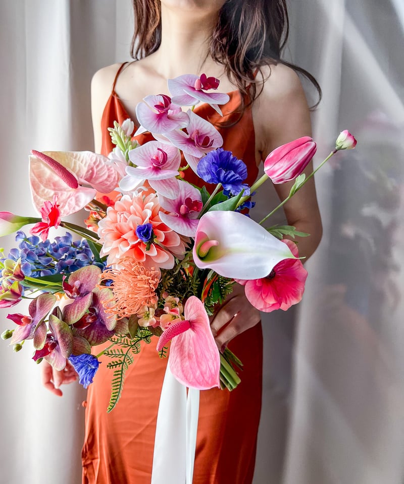 モダントロピカルなブーケ| 造花ブーケ ウェディングブーケ お色直し