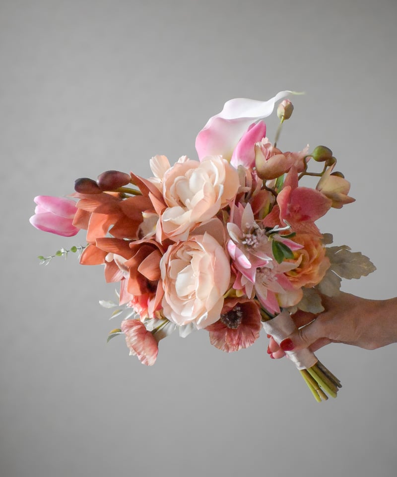 ピンクベージュのマシュマロウブーケ | 造花ブーケ ウェディングブーケ
