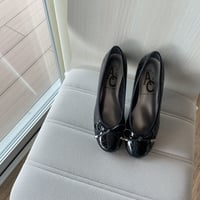 エナメルキルティングバレエシューズ　BK