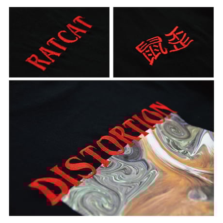 刺繍 RAT CAT6 ロングTシャツ(ブラック)