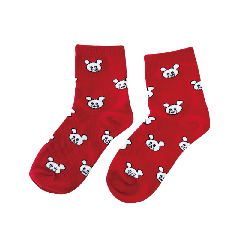 ネズミくん総柄ソックス／レッド | KYUSONEKOKAMI OFFICIAL STORE
