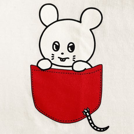 ねずみくんポケット風Tシャツ(ホワイト)