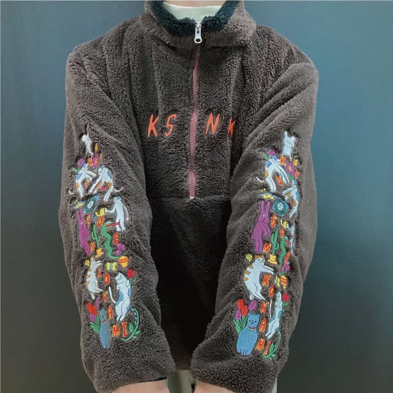 SKTハーフジップフリース(ブラウン) | KYUSONEKOKAMI OFFICIAL STORE