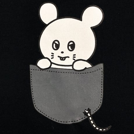 ねずみくんポケット風Tシャツ(ブラック)