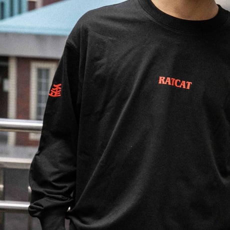 刺繍 RAT CAT6 ロングTシャツ(ブラック)