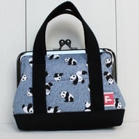 バッグみたいながまぐち 23 パンダ（アオ） （G1301-23）