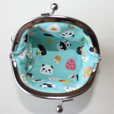 おにぎりがまぐち小 19 おむすびパンダ スカイブルー （G0302-19）