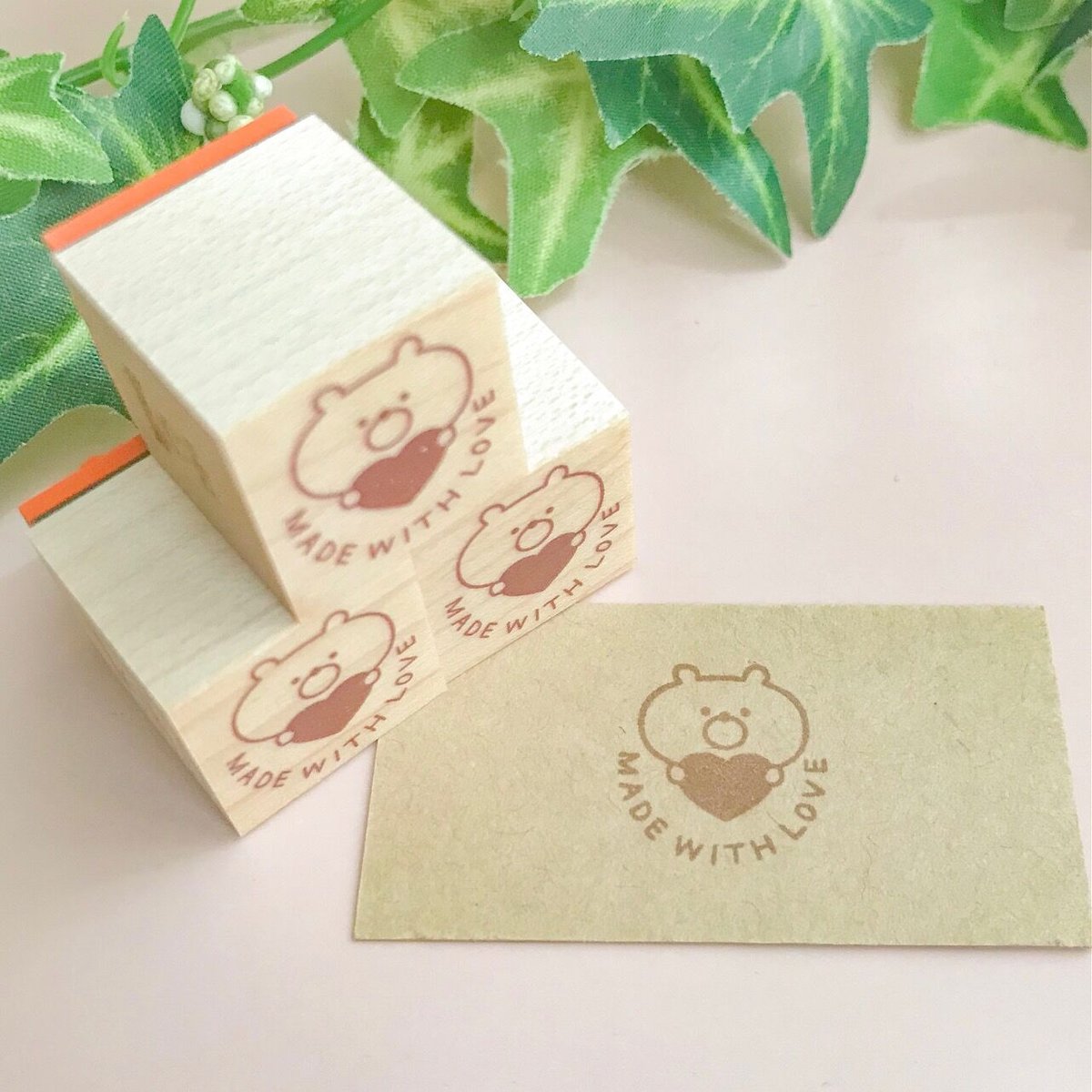 【72】ラバースタンプ hand  made  with  love ブラウニー 72】ラバースタンプ hand made with love ブラウニー Handmade