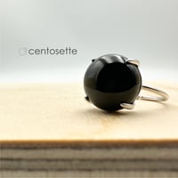 ブラックオニキスの4本爪シンプルSV925フリーサイズリング/リング台カラー選択可