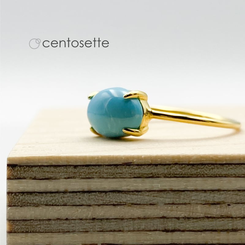 スリーピングビューティターコイズSサイズの4本爪シンプルSV925リング