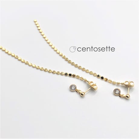 揺れるロングサークルキャッチのプチスワロフスキー3wayピアス