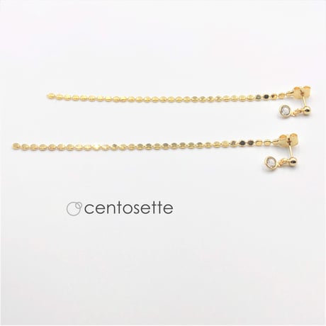 揺れるロングサークルキャッチのプチスワロフスキー3wayピアス
