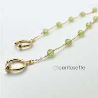 ペリドットのステーションフープイヤリング・ゴールド/ネジバネ・クリップ・サージカルステンレスイヤリングへ金具変更可