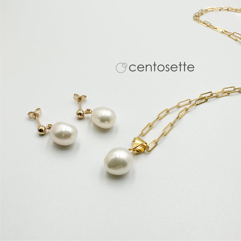 バロック淡水パールの14KGFシンプルピアス/サージカルステンレスピアス  