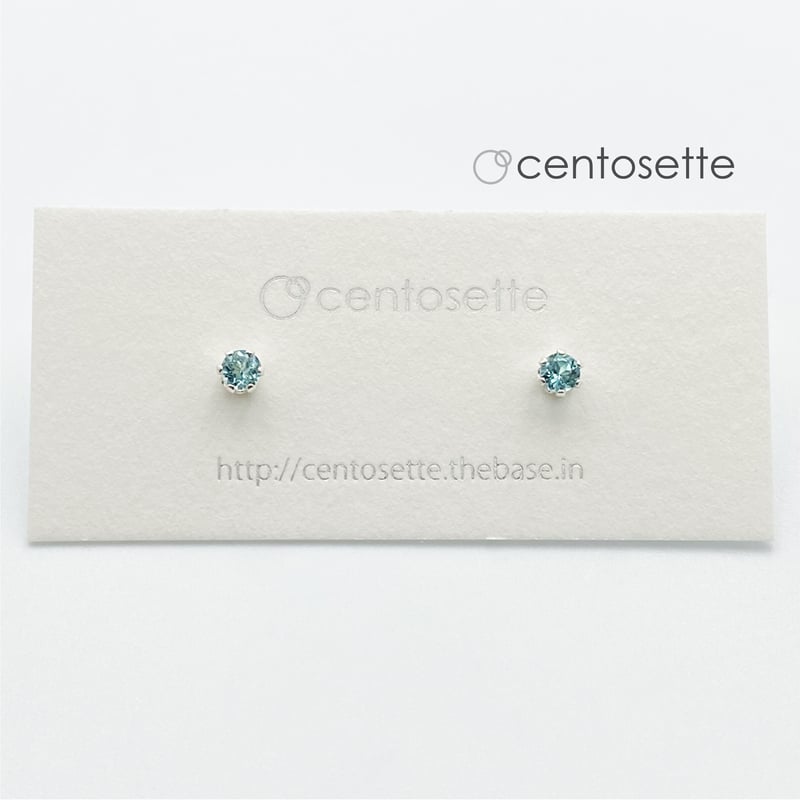 ブルートパーズ6mmの14KGFスタッドピアス 〜Charlotte 14KGF