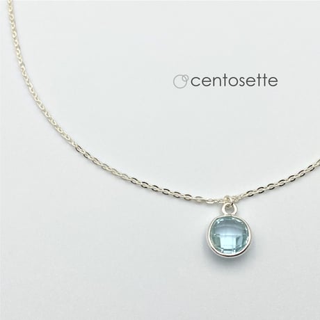 大粒スカイブルートパーズのスターリングシルバーネックレス/サージカルステンレスチェーンへ変更可・チェーン延長可