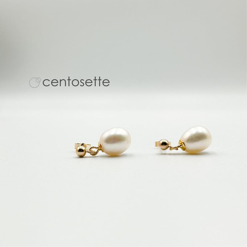 バロック淡水パールの14KGFシンプルピアス/サージカルステンレスピアス  