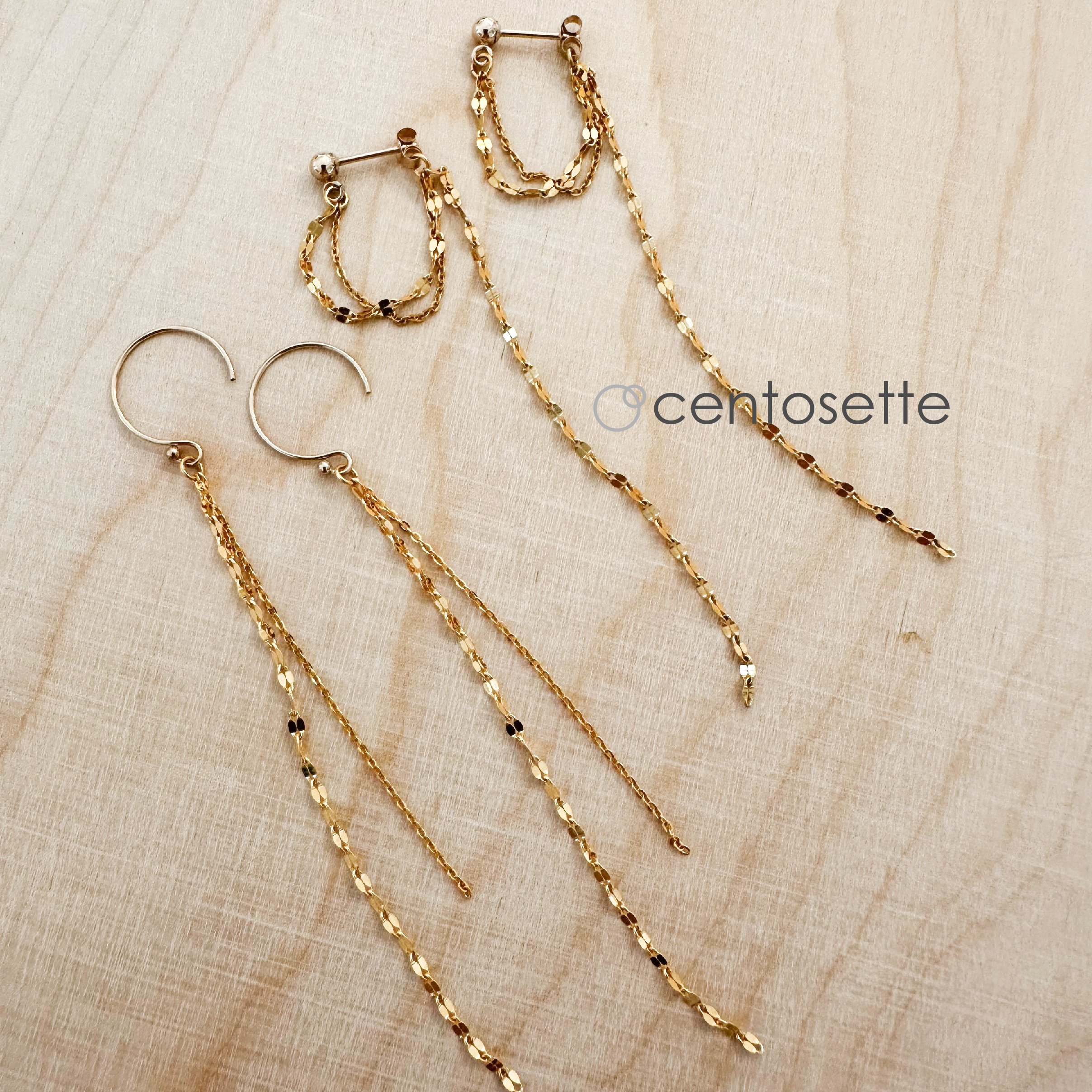14kgf オレンジカラーオパールサイズグラデーションロングピアスvega original