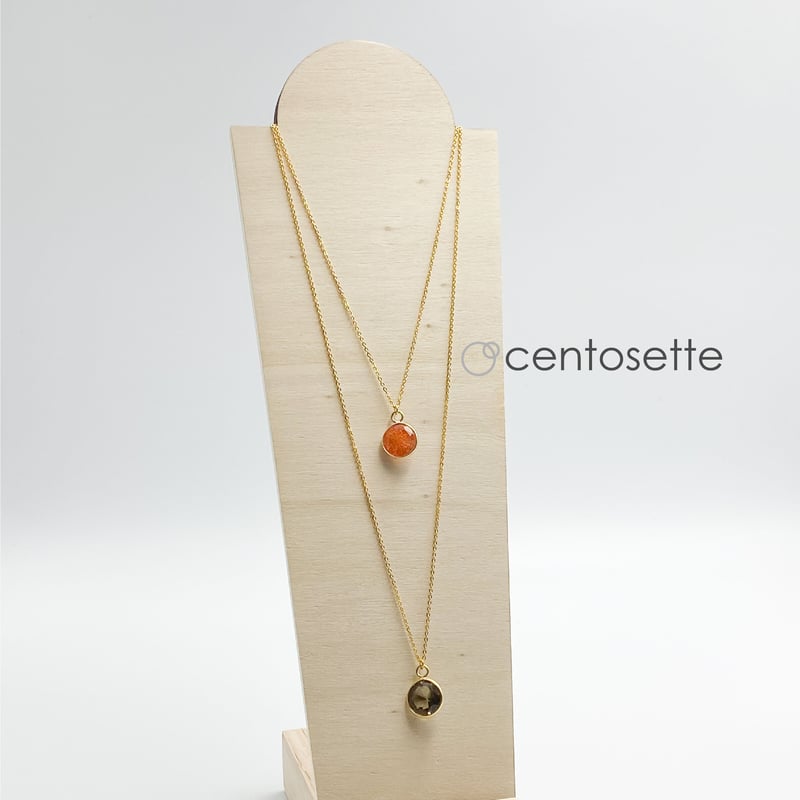 大粒スモーキークォーツのゴールドフィルドチェーンネックレス